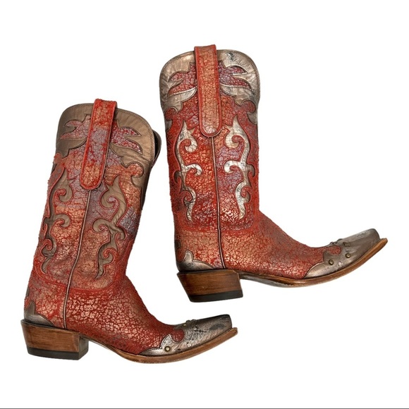 Lucchese Diva Amata Leather LIMITED EDITION Shimmer Studded Western Boots - Picture 8 of 16